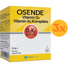 Osende D3K2 Kompleks Damla Vitamin D Vitamin K2 Mk-7 Mk-4 20 ml - 3 Adet (60 Ml)