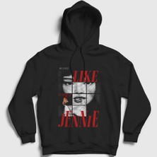 Presmono Unisex Siyah Like Jennie Blackpink Kapüşonlu Sweatshirt