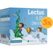 Lectus Kids Çinko & Bakır Çinko Bisglisinat 60 Saşe - 3 Adet (180 Saşe) - Dezenfektan Hediyeli (%72 Alkol)