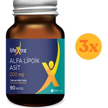 Lifextra Alfa Lipoik Asit 90 Kapsül - 3 Adet (270 Kapsül) - Dezenfektan Hediyeli (%72 Alkol)