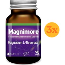 Magnimore Magnesium L-Threonate 90 Kapsül - 3 Adet (270 Kapsül) - Dezenfektan Hediyeli (%72 Alkol)
