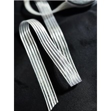 Bonicce Beyaz Bohça Süsleme Çeyiz Gelin 4 Metre Çizgili Organze Kurdele Tasarım