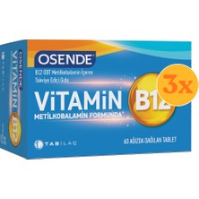 Osende Vitamin B12 60 Tablet - 3 Adet (180 Tablet) - Dezenfektan Hediyeli (%72 Alkol)