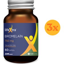 Lifextra Bromelain 750 Mg 60 Kapsül - 3 Adet (180 Kapsül)