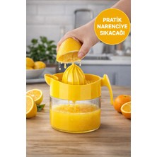 Medushop 300 ml Manuel Narenciye Sıkacağı Bpa Free Cam Hazneli Limon Portakal Sıkacağı Sarı