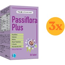 TABVITAMINS Passiflora Plus 30 Tablet Pasiflora Valerian Melisa Papatya L-Teanin - 3 Adet (90 Tablet)