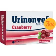 Urinonvef Cranberry 30 Kapsül - 3 Adet (90 Kapsül) - Dezenfektan Hediyeli (%72 Alkol)
