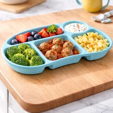 Melkan Home Bölmeli Çocuk Yemek Tabldot - Anaokulu & Kreş Için Kahvaltı ve Yemek Tabağı Tabildot Turkuaz