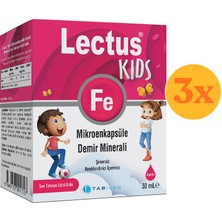 Lectus Kids Demir Mikroenkapsüle Demir Minerali Damla 30 ml - 3 Adet (90 Ml) - Dezenfektan Hediyeli (%72 Alkol)