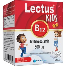 Lectus Metilkobalamin Kids 500 Mcg B12 Dil Altı Sprey 5 ml - Dezenfektan Hediyeli (%72 Alkol)