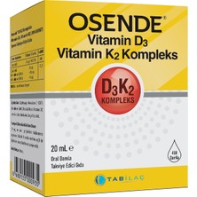 Osende D3K2 Kompleks Damla Vitamin D Vitamin K2 Mk-7 Mk-4 20 ml - Dezenfektan Hediyeli (%72 Alkol)