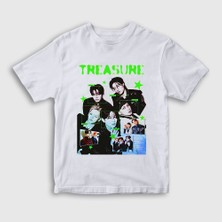 Presmono Unisex Çocuk Beyaz Poster K Pop Treasure T-Shirt