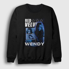 Presmono Unisex Siyah Stars Wendy Red Velvet Sweatshirt