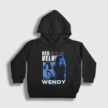 Presmono Unisex Çocuk Siyah Stars Wendy Red Velvet Kapüşonlu Sweatshirt