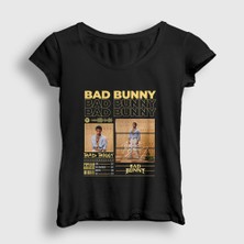 Presmono Kadın Siyah Popular Bad Bunny T-Shirt
