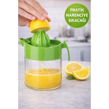 Medushop 300 ml Manuel Narenciye Sıkacağı Bpa Free Cam Hazneli Limon Portakal Sıkacağı Yeşil