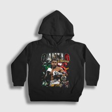 Presmono Unisex Çocuk Siyah Poster Boks Boxing Canelo Alvarez Kapüşonlu Sweatshirt
