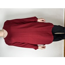 Yaşar Triko Kadın Bordo Uzun Kollu Bilek Lastikli V Yaka Uzun Tunik