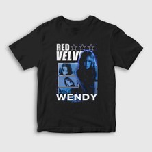 Presmono Unisex Çocuk Siyah Stars Wendy Red Velvet T-Shirt