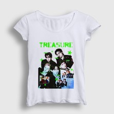 Presmono Kadın Beyaz Poster K Pop Treasure T-Shirt