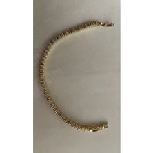 Luminary Atelier Gold Renk Paslanmaz Çelik Su Yolu Bileklik – Baget Taşlı Şık Kadın Bileklik