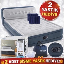Dolce Mariee Intex Elektrikli Şişme Yatak - Çift Kişilik , Başlıklı Şişme Yatak 152X236X86 cm ( 2 Adet Seyahat Şişme Yastık Hediyeli )