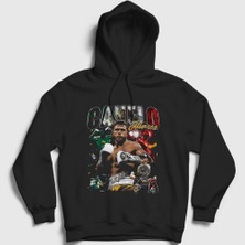 Presmono Unisex Siyah Poster Boks Boxing Canelo Alvarez Kapüşonlu Sweatshirt