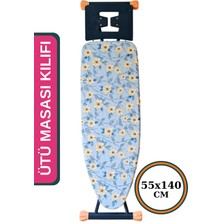 Asev Home Ipli Ayarlanabilir Stoperli 300GR/M2 Keçeli Büyük Boy Ütü Masası Kılıfı Örtüsü Bezi 55X140 cm Adenmavi