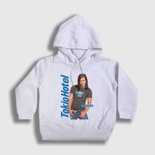 Presmono Unisex Çocuk Beyaz Poster Georg Listing Tokio Hotel Kapüşonlu Sweatshirt