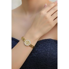 Caş Dekorasyon Altın Renk Tuğralı Çelik Kelepçe Bileklik