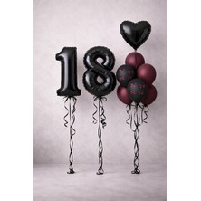Bordo Kurdeleli Cherry Konsept Yaş Seçenekli Doğum Günü Mini Balonseti