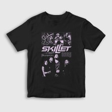Presmono Unisex Çocuk Siyah Rock Band Skillet T-Shirt