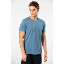 Cacharel Erkek Bisiklet Yaka T-Shirt 2169/İNDIGO