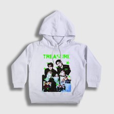 Presmono Unisex Çocuk Beyaz Poster K Pop Treasure Kapüşonlu Sweatshirt