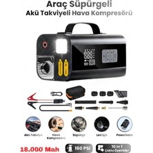 Başkenttekno Jump Starter Süpürgeli Akü Takviye Cihazı 18.000MAH 10 In 1 Powerbank, Hava Kompresörü, LCD Ekran
