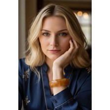 Caş Dekorasyon Açık Kahve Renk Kalın Mika Kemik Bileklik