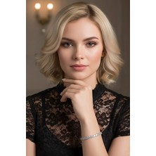 Caş Dekorasyon Gümüş Renk Taşlı Su Yolu Bileklik