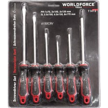 Worldforce 6 Parça Tornavida Seti 6150CRV – Yıldız ve Düz Uçlu Profesyonel Tornavida Takımı Ergonomik Saplı