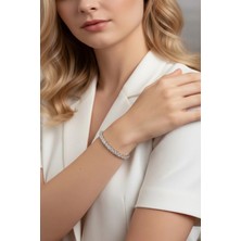 Caş Dekorasyon Gümüş Renk Taşlı Su Yolu Bileklik