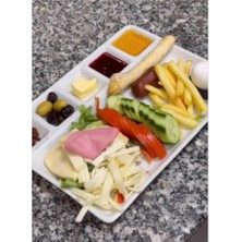 abnturk 4 Adet Kırılmayan Kahvaltı Sunum Tabağı 33X26CM Kahvaltılık 6 Bölme Sağlıklı Malzeme Tabldot Tepsisi