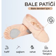 Balletique Bale Patiği | Doğal Kumaş, Bağıcıklı, Kız Çocuk ve Yetişkin Için Dans Ayakkabısı