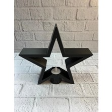 Dukkanıum Yıldız Mumluk Siyah Modern Salon ve Raf Dekoru