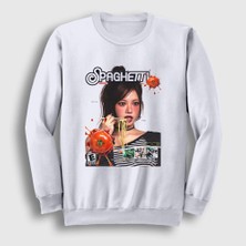Presmono Unisex Beyaz Spaghetti Hong Eunchae Le Sserafim Sweatshirt