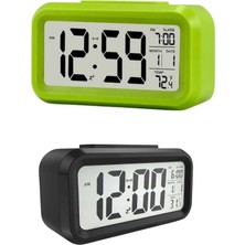 Dukkanıum Dijital Masa Saati Termometre Takvim LED Ekran Pilli Ev Ofis Masası