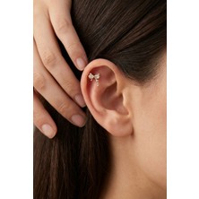 Parlak Zirkon Fiyonk Detay Çelik Tragus Helix Piercing