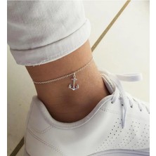 Caş Dekorasyon Gümüş Renk Çapa Figürlü Çelik Halhal