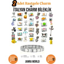 Janra World 2 Adet Rastgele Charm + Italyan Charm Bileklik Seti | Sürpriz Hediye Ile Birlikte