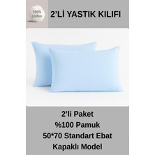 Dukkanıum %100 Pamuk Yastik Kilifi 50*70 ( 2 Adet) -Mavi̇