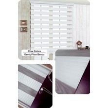 YS Perde Tasarım Modern Geniş Pliseli Krem Zebra Stor Perde , Alüminyum Kasalı Yüksek Kaliteli - Beyaz QXP739/01V