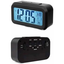 Dukkanıum Dijital Masa Saati Takvim Çalar Saat Alarmlı Işıklı LED Ekran Pilli